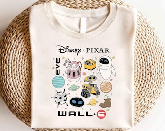 Camiseta de Disney Wall-E y Eva, Camiseta de los personajes de Disney Wall-E, Camiseta del Reino Mágico, Camiseta de Disney Wall-E, Camiseta de pareja de Disney Wall-E y Eva