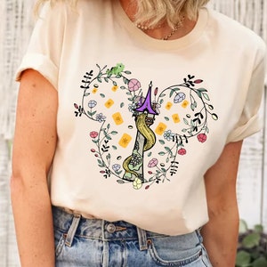 Disney Tangled Shirt, Mouse Ears Tangled Shirt, Princess Shirt, Rapunzel Tower Shirt, Cute Disney Princess Tee, Princess Castle Floral Tee