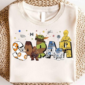 Disney Star Wars Custom Name Shirt, Disney Darth Vader Shirt, Galaxy&#39;s Edge Shirt, Star Wars May The Force Shirt, Star Wars Characters Shirt