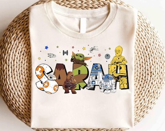 Disney Star Wars Custom Name Shirt, Disney Darth Vader Shirt, Galaxy's Edge Shirt, Star Wars May The Force Shirt, Star Wars Characters Shirt