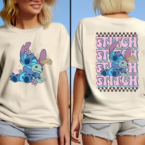 Disney Stitch Two-Sided Shirt, Cute Stitch Lover Tee, Disney Lilo & Stitch Matching Shirt, Disney Girls Trip Shirt, Lilo and Stitch Shirt image 1