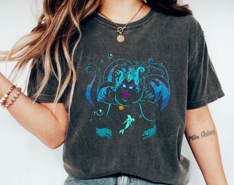 Camisa con silueta de Úrsula, la Sirenita, villanas de Disney, camisa a juego con frases de Úrsula, bruja del mar de Disney, camisa con villanos de Disney