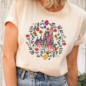 Princess Castle Floral Shirt, Magic Kingdom Castle Shirt, Princess Castle Shirt, Magic Kingdom Floral Spring Shirt,Magical Vacation Tee