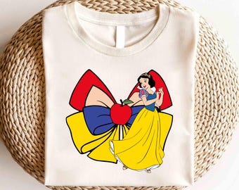 Camisa com laço da Princesa Branca de Neve da Disney, Camisa com Personagens das Princesas da Disney, Camisa de Viagem para Meninas da Disney, Camisa da Princesa, Camisa da Branca de Neve