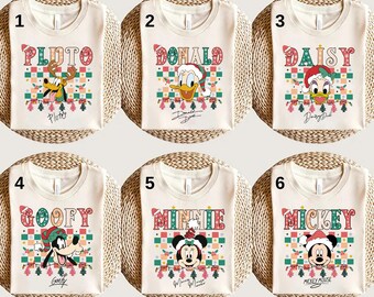 Camiseta navideña de Disney Mickey y sus amigos, camiseta navideña a juego de Disney, camiseta navideña familiar de Disney, camiseta de fiesta navideña, regalo de Navidad
