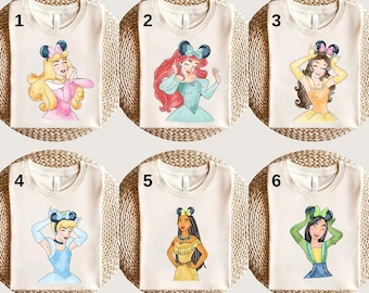 Disney Princess Watercolor Characters Shirt, Disney Princess Shirt, Princess Gift, Disney Girls Trip Shirt, WaterColor Princess Painting Tee
