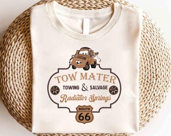 Camiseta de Disney Tow Mater Cars, camiseta de McQueen Cars, camiseta de campeón de la Copa Piston, camiseta de Tow Mater, camiseta de cumpleaños de Cars, camiseta de Cars Radiator Springs