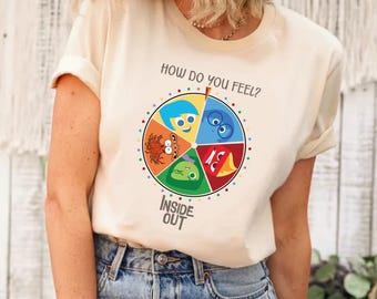 Camicia Disney Pixar Inside Out, Maglietta per la salute mentale, Camicia del film Disney Inside Out 2, Camicia Inside Out How Are You Feeling, Personaggi Inside Out