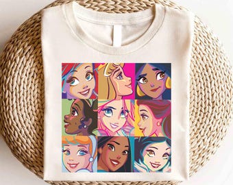 Camisa de personaje de princesa de Disney, camisa de fiesta de cumpleaños de princesa, camisa de viaje para niñas de Disneyland, camiseta de princesa Elsa Belle Cenicienta de Disney