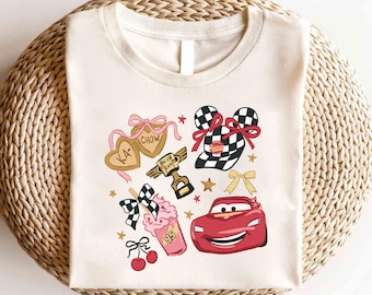 Disney Cars Lightning Mcqueen Coquette Bows Shirt, Disney Cars Character Shirt, Disney Cars Matching Shirt, Disney Radiator Springs Shirt