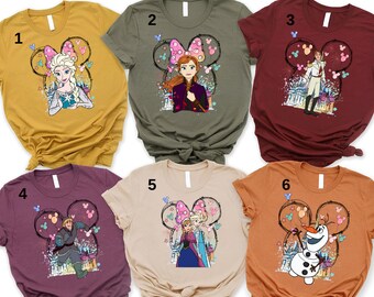 Camisa Disney Frozen Castle, camisa de personajes personalizados de Disney Frozen, camisa de princesa de Disney, camisa de princesa Elsa de Disney, camisa de princesa Elsa Anna