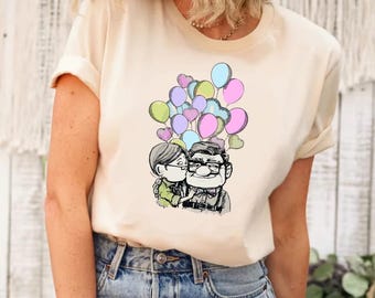 Disney Pixar Up House Balloons Couple Shirt, Disney Carl And Ellie Shirt,Up Movie Shirt, Disney Family Matching Shirt, Magic Kingdom Shirt