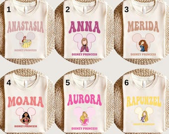 Camiseta de personaje de princesa Disney, camiseta de fiesta de cumpleaños de princesa, camiseta de viaje de chicas a Disneyland, camiseta de princesa Disney Elsa Bella Cenicienta