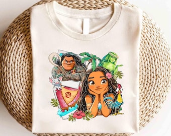 Disney Moana Friends Watercolor Shirt, Disney Hei Hei Shirt, Disney Princess Shirt,Moana & Friends Matching Shirt,Disney Girl Birthday Shirt