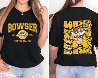 Camisa de dos caras de Super Mario Bowser, camisa de Bowser Boss, camisa de Mario y Bowser, Bowser Bros, camisa de Super Mario, regalo de Super Mario, cumpleaños de niño