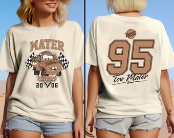 Disney tvåsidiga Tow Mater Cars-tröja, Pixar Mater-tröja, Piston Cup Legend-tröja, Disney Cars-tröja, Disney Tow Mater-tröja, McQueen Cars-tröja