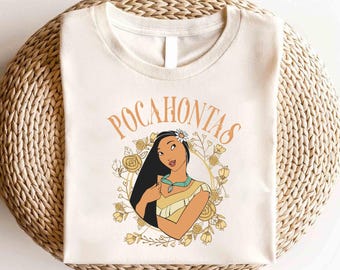 Camiseta de personajes de la princesa Pocahontas de Disney, camiseta de la princesa Pocahontas, camiseta de la familia Disney, camiseta retro de Pocahontas, camiseta del Reino Mágico