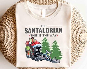 Camiseta navideña de personajes de Disney Star Wars, camiseta de Disney Santalorian, camiseta navideña de Star Wars, camiseta de fiesta navideña, regalo de Navidad