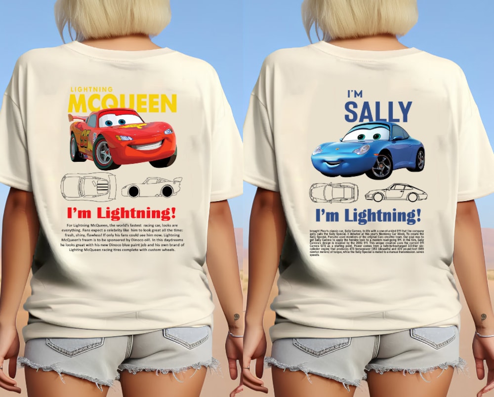 Peckshirt Custom Cars Matching Shirt, L. Mcqueen And Sally Couple T-Shirt, Sally Cars Shirt, Vintage Cars Matching Shirt, Piston Cup Shirt, Cars Couple Shirt
