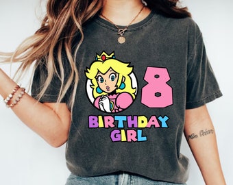 Princess Peach Custom Shirt,Princess Peach Birthday Shirt, Super Mario Princess Peach Shirt, Princess Peach Shirt, Birthday Party Girl Shirt