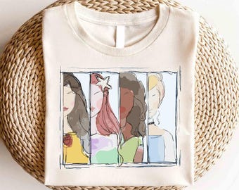Camiseta de acuarela con personajes de princesas de Disney, camiseta de fiesta de cumpleaños de princesas, camiseta de viaje de niñas de Disney, camiseta de princesas de Disney Elsa, Bella y Cenicienta