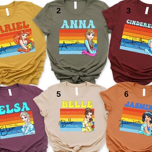 Custom Princess Shirt, Princess Disney Shirt,Disney Princess Custom Shirt,Retro Princess Personalized Shirt,Disney Girl Shirt,Belle,Rapunzel