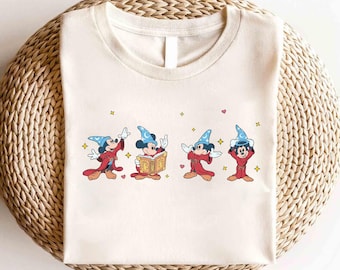Disney Mickey Fantasy-shirt, Disney Fantasmic-shirt, Disney Mickey Mouse-shirt, magische reiscadeau, Mickey-aquarelshirt, shirt Mickey Sorcerer