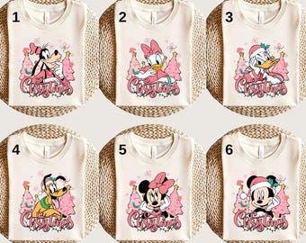 Disney Mickey And Friends Christmas Pink Shirt,Disney Christmas Matching Shirt, Family Christmas Shirt,Christmas Party Shirt, Christmas Gift