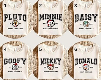 Camiseta navideña de Disney Mickey y sus amigos, camiseta navideña a juego de Disney, camiseta navideña familiar de Disney, camiseta de fiesta navideña, regalo de Navidad