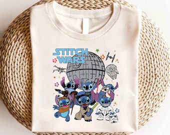 Camiseta de Disney Stitch Wars, Galaxy's Edge, Star Wars May The Force, personajes de Star Wars, Stitch Lover, Disney Trip