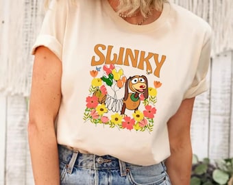 Disney Toy Story Slinky Dog Camisa floral, Camisa de perro Slinky, Regalo de amante de perros Slinky, Camisa familiar amante de los perros, Camisa de cumpleaños de perro Slinky