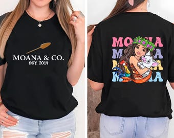 Camicia a due lati della Principessa Disney Moana, Maglietta Disney Moana, Maglietta da viaggio per ragazza di compleanno, Maglietta regalo per ragazze, Maglietta Disney Hei Hei e Pua, Principessa Disney