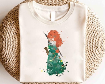 Disney Princess Merida Watercolor Sketch Portrait Shirt, Disney Merida Princess Shirt, Disney Princesses Shirt,Merida Shirt, Princess Gift