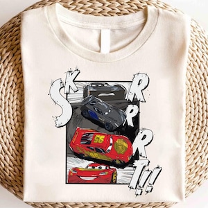Disney Cars Lightning McQueen och Jackson Storm-tröja, Disney Cars-tröja, Disney Cars matchande tröja, kylarfjädrar-tröja, kolvkopp-tröja bild 1