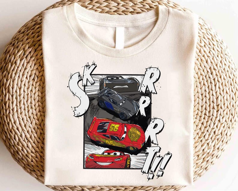 Disney Cars Lightning McQueen och Jackson Storm-tröja, Disney Cars-tröja, Disney Cars matchande tröja, kylarfjädrar-tröja, kolvkopp-tröja bild 1
