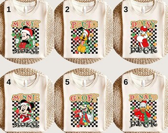 Camiseta navideña de Disney Mickey y sus amigos, camiseta navideña a juego de Disney, camiseta navideña familiar de Disney, camiseta de fiesta navideña, regalo de Navidad
