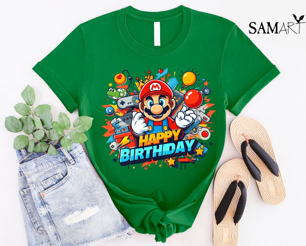 Super Mario Birthday Shirt, Super Mario Family Party Shirt, Happy