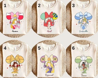 Camiseta con lazo de princesa Disney, camiseta con lazo de princesa, camiseta de viaje de chicas Disney, camiseta de castillo de princesa, camiseta del Reino Mágico, camiseta de mejores amigas Disney
