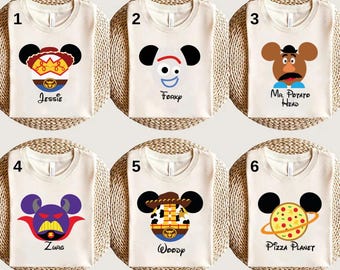 Camiseta de personaje de Toy Story de Disney, camiseta grupal de Toy Story de Disney, camiseta de Buzz Woody Jessie Slinky Aliens Rex, camiseta de cumpleaños de Toy Story de Disney