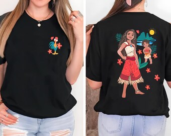 Camiseta de la princesa Moana de Disney, camiseta de Moana de Disney, camiseta familiar a juego de Moana de Disney, camiseta de Hei Hei y Pua de Disney, camiseta de princesas de Disney