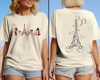 Disney Mickey Minnie Eiffel Tower Two-Sided Shirt, Disney Paris Shirt, Disneyland Paris Vacation Shirt,Family Paris Shirt,Mickey Paris Shirt
