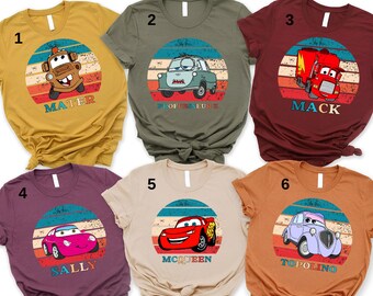Custom Disney Cars Characters Shirt, Disney Cars Family Matching Shirt, Personalized Car Birthday Family Matching Shirt, Lightning McQueen