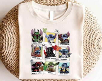 Camiseta de Disney Stitch Wars, Galaxy's Edge, Star Wars May The Force, personajes de Star Wars, Stitch Lover, Disney Trip