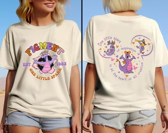 Dubbelzijdig Disney-shirt verzinsel, Disney Epcot-shirt verzinsel, Disney Purple Dragon-shirt, shirt One Little Spark, shirt verzinsel, Magic Kingdom-T-shirt
