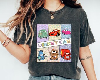 Camisa de personajes de Disney Cars, camisa a juego de la familia Disney Cars, camisa a juego de la familia del cumpleaños del coche, Rayo McQueen, camisa de Pixar del coche