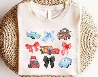 Disney Cars Lightning Mcqueen Coquette Bows Shirt, Disney Cars Character Shirt, Disney Cars Matching Shirt, Disney Radiator Springs Shirt