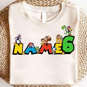 Custom Name Super Mario Shirt, Super Mario Character Shirt, Mario Gaming Party Shirt, Super Mario Family Shirt, Super Mario Birthday Shirt