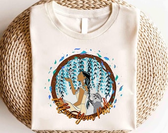 Camiseta de personajes de la princesa Pocahontas de Disney, camiseta de la princesa Pocahontas, camiseta de la familia Disney, camiseta retro de Pocahontas, camiseta del Reino Mágico