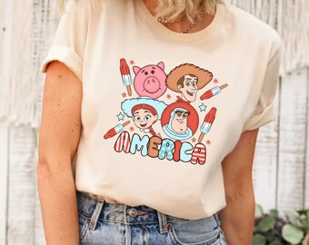 4 juli Toy Story shirt, bijpassend Amerikaans Disney shirt, Toy Story Amerika shirt, Toy Story shirt, Disney American shirt, 4 juli shirt