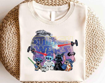 Camiseta de Disney Stitch Wars, Galaxy's Edge, Star Wars May The Force, personajes de Star Wars, Stitch Lover, Disney Trip
